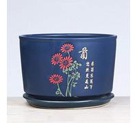 YRYRYW Chinese Style Ceramic Flower Pot Bonsai Pot Cactus Containers Garden Planter Balcony Table Decoration Ornaments Craft Indoor Creative Fleshy Green Plant Desktop Potted Household faucets