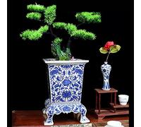 YRYRYW Chinoiserie Ceramic Flower Pots, Blue And White Ceramic Planter Plant Pots Indoor Decorative For Succulent Cactus Herb Orchid Or Small Plants With Trays, Household faucets
