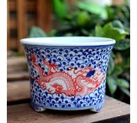 YRYRYW Chinoiserie Ceramics Hand-painted Blue And White Porcelain Flowerpot Plum Blossom Asparagus Succulent Bonsai Indoor Potted Plant Decoration Decoration Household faucets