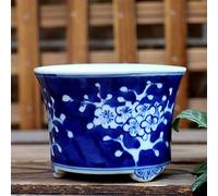 YRYRYW Chinoiserie Ceramics Hand-painted Blue And White Porcelain Flowerpot Plum Blossom Asparagus Succulent Bonsai Indoor Potted Plant Decoration Decoration Household faucets