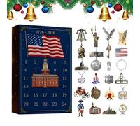 YRYRYW Christmas Advent Patriotic | 24 Days 2D Acrylic Seasonal Decor | Countdown Calendar Christmas Pendant | for Veterans History Lovers Collectors Wall Mantel Office Garden Wreath Study Backyard