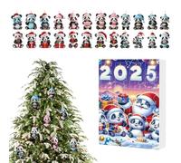 YRYRYW Christmas Panda Advent 24 Days | 2D Acrylic Panda Hangable Ornaments Countdown Calendar | Christmas Animal Decor for Party Front Door Car Rearview Mirror Porch Tree Balcony Window Household