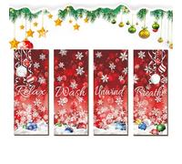 YRYRYW Christmas Wooden Wall Art - 4X Festive Atmosphere Wall Decoration With Snowflake | Bathroom Wall Art Winter, Happy Holidays Wooden Sign For Dining Room, Spa, Laundry Room Household faucets