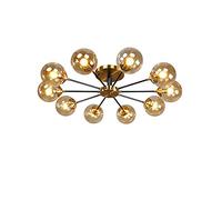 YRYRYW Circular Glass Magic Bean Molecular Ceiling,Flush Mount Ceiling Light Fixture With Smoky Glass Classic Black Sputnik Pendent Light For Living Room,E14 Mid Century Chandelier-Amber 10 head