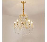 YRYRYW Classic Vintage Crystal Candle Chandeliers Lighting 4 Lights Pendant Ceiling Fixture Lamp For Elegant Decoration,E14 American Gold Crystal Chandelier-Gold. 5 head Household faucets