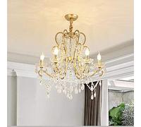 YRYRYW Classic Vintage Crystal Candle Chandeliers Lighting 4 Lights Pendant Ceiling Fixture Lamp For Elegant Decoration,E14 American Gold Crystal Chandelier-Gold. 4 head Household faucets