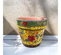 YRYRYW Colored Ceramic Plant Pot Glazed Large Flower Pot With Saucer Round Terracotta Flower Pot Hand-Painted Bonsai Planter Outdoor Courtyard FlowerpotPlant Pot Household faucets