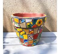 YRYRYW Colored Ceramic Plant Pot Glazed Large Flower Pot With Saucer Round Terracotta Flower Pot Hand-Painted Bonsai Planter Outdoor Courtyard FlowerpotPlant Pot Household faucets
