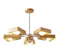 YRYRYW Concise Log Chandelier,Japanese Style Personality Creative Wood Lamps,Living Room Bedroom Dining Room Lights,E27 Nordic Solid Wood Chandelier-White. 5 head Household faucets