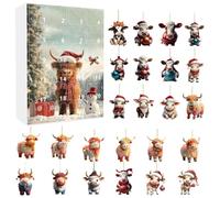 YRYRYW Cow Ornament Advent, Highland Cow Christmas 2D Pendant Countdown, Party Supplies 24 Days Festival Advent for Fireplace Living Room Backpack Window Dorm Car Bedroom Decor Household faucets
