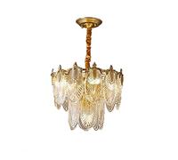 YRYRYW Creative French Retro Glass Chandeliers,Dining Room And Bedroom Lamps,E27 Nordic Light Luxury Chandeliers,American Postmodern Concise Living Room Lamps-Gold. 40 * 36cm Household faucets