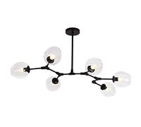 YRYRYW Creative Iron Lights,E27 Base Semi Flush Mount During Light Molecular Chandelier Glass Lampshade Industrial Ceiling Light For Dining Room Living Room Bedroom Kitchen-Clear lampshade Black 6 he