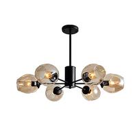 YRYRYW Creative Molecular Lamps,E27 Mid Century Transparent Glass Sputnik Chandelier,Adjustable Hanging Light Ceiling Light Lamp, During Light-Cognac lampshade 6 head Household faucets