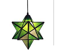 YRYRYW Creative Star Style Stained Glass Ceiling Pendant Hanging Lamp with 12-Inch Wide Lampshade Dining Room Kitchen Island Hallway Pendant Light Fixtures,110-,E27,green Household faucets