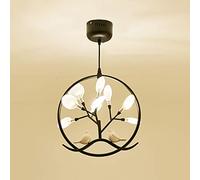 YRYRYW Creativity Branches Fireflies Birds Chandeliers, During Lighting,Matte Acrylic Lampshade Pendant Lighting Fixture For Kitchen Dining Room Bar Hotel-Black and white light Matte axon hood