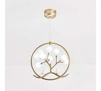 YRYRYW Creativity Branches Fireflies Birds Chandeliers, During Lighting,Matte Acrylic Lampshade Pendant Lighting Fixture For Kitchen Dining Room Bar Hotel-Gold white light New axle cover Household
