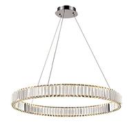 YRYRYW Dimmable Crystal Semi Flush Chandelier Suction Hanging Dual-purpose With A Light Source During Light,LED Creative The Ring Crystal Chandelier,Bedroom Ceiling Light Fixture-Silver 60cm