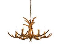 YRYRYW Dining Room,Industrial Style Lamps,Café,Deer Horn Vintage Style Ceiling Light Countryside Antler Chandelier For Living Room,Bar,E14 Country Resin Antler Chandelier-Tooth white antique color 6