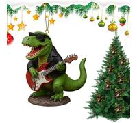 YRYRYW Dinosaur Christmas Ornament | Resin Rock Themed T-Rex Pendant Decor | Holiday Pendant Ornament | for Front Door Office Wreath Staircase Window Sill Mantel Wall Garden Backyard Study Household