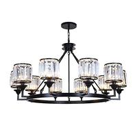 YRYRYW E14 American Crystal Chandelier,Atmospheric Light Luxury Lamps, Iron Art Chandelier,Home Living Room Bedroom Dining Room-Black. 10 head Household faucets