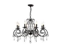 YRYRYW E14 American Crystal Chandelier,Pastoral Country Candle Light,Small Apartment Living Room Bedroom Dining Room Bedroom,Postmodern Retro Iron Art Black Lamp,Crystal Chandelier-Black. 8 head