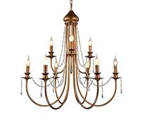 YRYRYW E14 Bronze Retro Country Candle Crystal Chandelier,High-end European Chandelier,Bedroom Living Room Dining Room Study Room Stairs Dining Room,American Light Luxury Crystal Lamp-Bronze 9 head