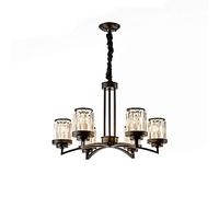 YRYRYW E14 Nordic Creative Atmosphere Light Luxury Crystal Chandelier,Living Room Bedroom Study Room Dining Room,Art Retro Country Iron Art Chandelier-Black. 6 head Household faucets