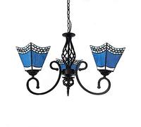YRYRYW E27 American Retro Chandelier,Nordic Mediterranean Pastoral Personality Chandelier,Dining Room Corridor Living Room Bedroom-Blue 3 head Household faucets