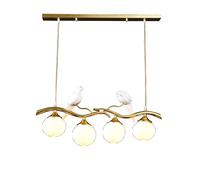 YRYRYW E27 American Retro Creative Chandeliers,Nordic Birds Pastoral Stripes Chandeliers,Dining Room Living Room Bedroom Bar European Dining Room Lighting-Gold and milk white cover 74 * 31cm