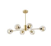 YRYRYW E27 Janeou Magic Beans Chandeliers,Glass Globe Chandelier,Mid Century During Light Vintage Industrial Vintage Wrought Iron For Bedroom Living Room,Sputnik Chandeliers-Gold. 6 head Household
