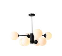YRYRYW E27 Light Source Glass Lampshade During Light Creativity Sputnik Chandelier Matte Black Ceiling Light Northern Europe Decoration Corridor Chandelier Lamp-Black milk white lampshade 8 head