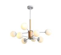 YRYRYW E27 Nordic Magic Bean Chandelier,Dining Living Room,Bedroom Light,Post- Concise Wood Art Chandelier-White and wood 8 head Household faucets
