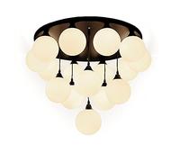 YRYRYW E27 Nordic Magic Molecular Chandelier,American Country Glass Ceiling Light,Creative Fashion Iron Art Chandelier,For Living Room Dining Bedroom Light,Study Light-Black. 75 * 75cm Household