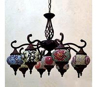 YRYRYW E27 Romantic Turkish Liu Li Light Luxury Single Chandelier,For Clubhouse Café Western Restaurant,Classical Mosaic Chandelier-Bronze 9B Household faucets