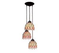 YRYRYW Elegant Pink Style Chandelier 1/3 Light Handmade Stained Glass Pendant Light Lamp for Bedroom Study Cafe Restaurant Ceiling Hanging Lamp,110-,E27,C Household faucets