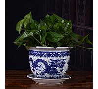 YRYRYW Floral Nursery Decor Blue And White Porcelain Flower Pots With Drainage Hole Decorative Plant Pots With Saucer For Garden Indoor Outddor Air Plants Live Holders Household faucets