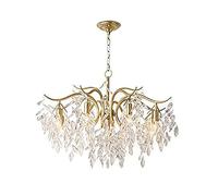 YRYRYW Flush Mount During Light LED Ceiling Light Fixture Chandeliers For Living Room Island Bedroom Lighting,E14 Crystal Chandelier Lighting Country Iron Gold Willow Crystal Ch-Gold. 9 head