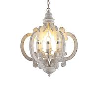 YRYRYW For Bedroom Princess 's Room Dining Room Living Room Bedroom Clothing Store Decoration,E14 American Country Wooden Chandelier,Nordic Retro White Candle Light-Retro to make old white 50 * 62cm