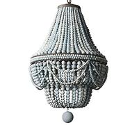 YRYRYW French Romantic Warm Wood Bead Lamp,Princess Room Dining Room Decoration Lamps,E14 Wood Art Retro Bohemia Chandelier-Gray and orange 50 * 80cm Household faucets