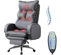 YRYRYW Gaming Chair, High Back Executive Office Chair, Seven-Point Vibration Remote Control Massage Chair,100% Pu Leather Cover With Casual Footrest And Adjustable Height Ergon,White-Massage Household