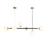 YRYRYW Gold Sputnik Chandelier Molecules Brass Plating Ceiling Light Fixture During Light Dining Kitchen Island Bedroom Lighting,E27 Long Glass Chandelier-Black and milky white glass 6 Household