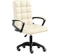 YRYRYW Home Office Chairs, Mid Back Pu Leather Desk Chair With Armrests, Cute Swivel Rolling Chair For Living Room, Bedroom, Study Room, Office,White Household faucets