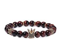 YRYRYW Jewellery Bracelet 8 mm Natural Stone Crown with Zirconia for Him and Her, Pearl Bracelet, Handmade - 18 cm Household faucets