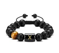 YRYRYW Jewellery Bracelet Lava Stone Tiger's Eye Alphabet Braided for Him and Her, Real Natural Stones Surfer Bracelet Couples, 10 mm, Great Gift Idea, Handmade, 22 cm Household faucets