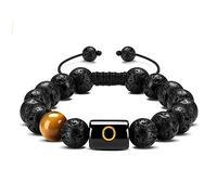 YRYRYW Jewellery Bracelet Lava Stone Tiger's Eye Alphabet Braided for Him and Her, Real Natural Stones Surfer Bracelet Couples, 10 mm, Great Gift Idea, Handmade, 22 cm Household faucets