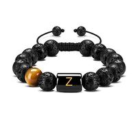 YRYRYW Jewellery Bracelet Lava Stone Tiger's Eye Alphabet Braided for Him and Her, Real Natural Stones Surfer Bracelet Couples, 10 mm, Great Gift Idea, Handmade, 22 cm Household faucets