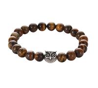 YRYRYW Jewellery Bracelet with Buddha Helmet Skull Owl Elephant Pendant for Him and Her Tiger's Eye Bead Bracelet 8 mm Great Gift Idea 19 cm Household faucets