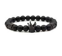 YRYRYW Jewellery Bracelet with Crown Pendant for Him and Her, Natural Stone Beads Bracelet 8 mm, Great Gift Idea - 19 cm Household faucets