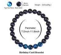 YRYRYW Jewellery Bracelets 8 mm Tiger's Eye with Anniversary Cards for Him and Her, Pearl Bracelet, Great Gift Idea - 30 cm Household faucets