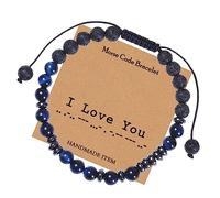 YRYRYW Jewellery Bracelets Morse Code I Love You for Him and Her, Tiger's Eye Beads Bracelets 6 mm, Gift for Men Made of Real Natural Stones - 30 cm Household faucets